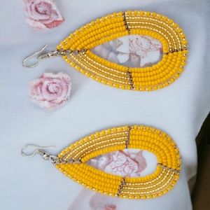 New beaded earrings,  African earrings, Ankara earrings, free bag, Earrings